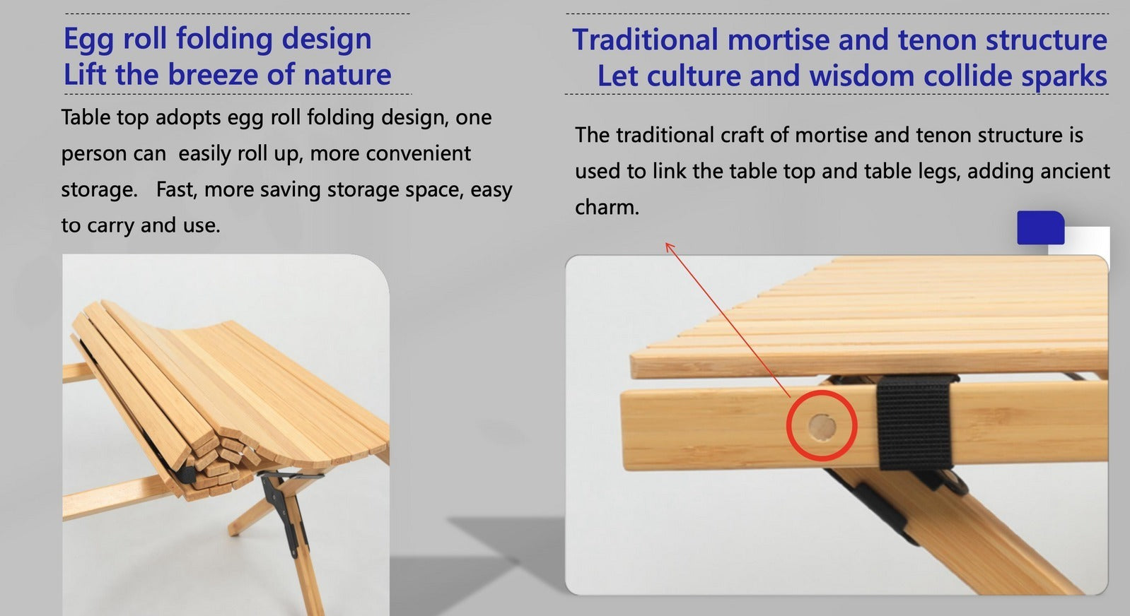 Bamboo Camping Chairs & Table Set - 2 Chairs & 1 Table, Portable, Eco-Friendly, 60x93cm - SuperSaverAU - view 4