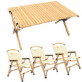 Premium Bamboo Camping Chairs & Table Set - 3 Chairs + 1 Table