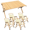 Premium Bamboo Camping Chairs & Table Set - 4 Chairs + 1 Table