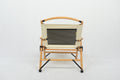 Bamboo Canvas Foldable Camping Chair - Khaki/Beige, 63.5cm Height, Waterproof - SuperSaverAU - view 4