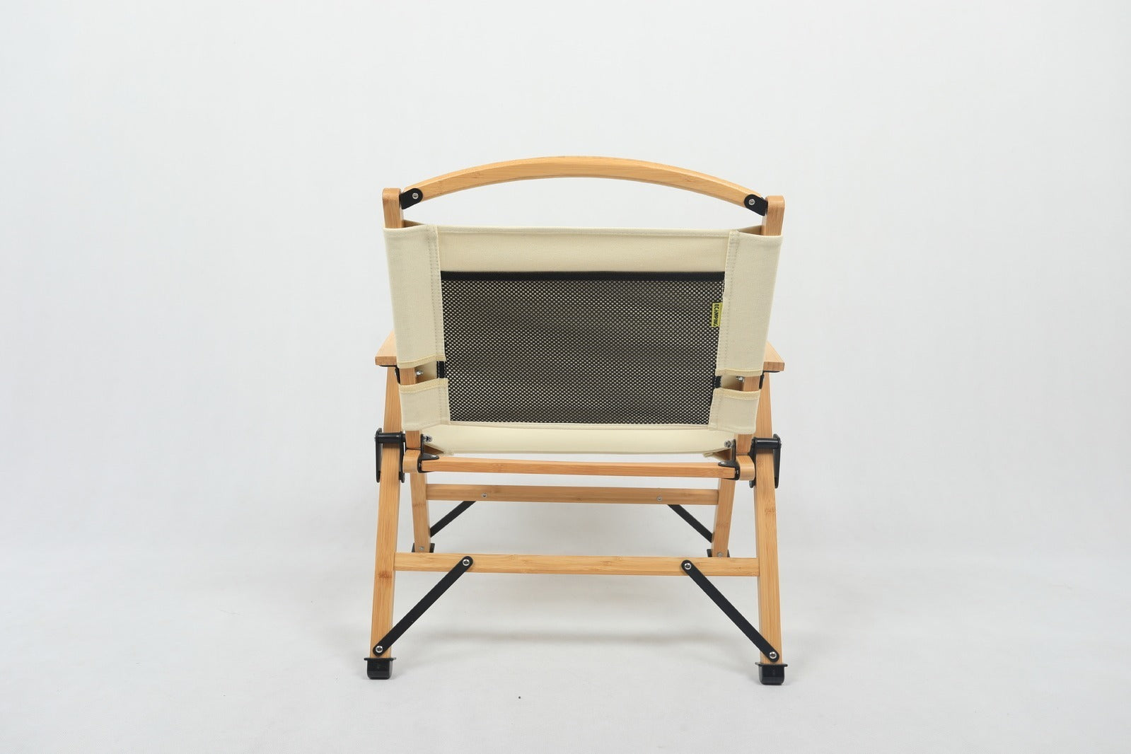 Premium Bamboo Canvas Camping Chairs - 4 Pack, Khaki/Beige