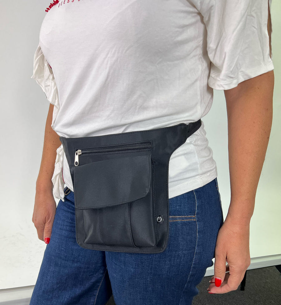 Milleni Utility Travel Waist Bag with Adjustable Strap - Black
