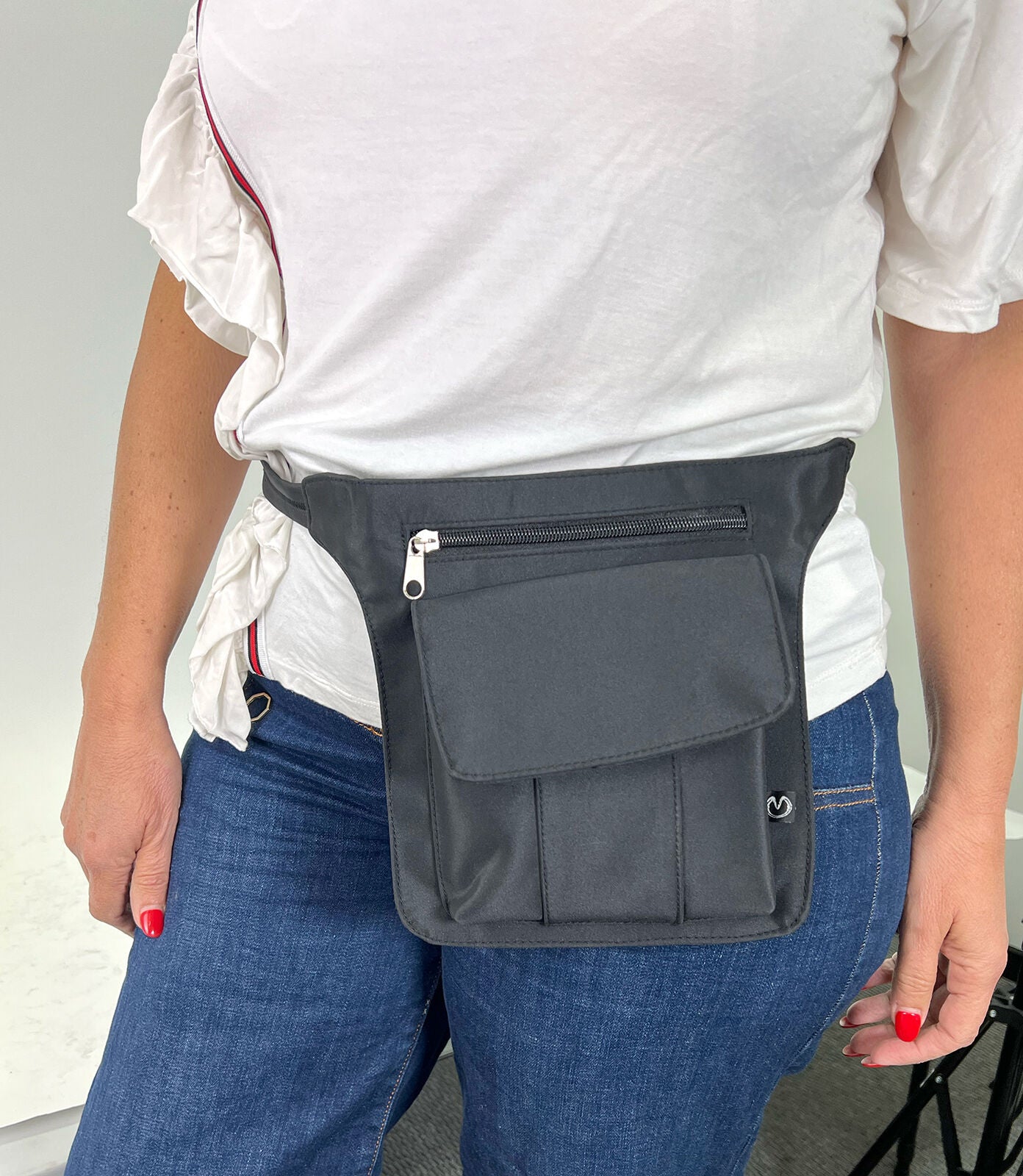 Milleni Utility Travel Waist Bag with Adjustable Strap - Black