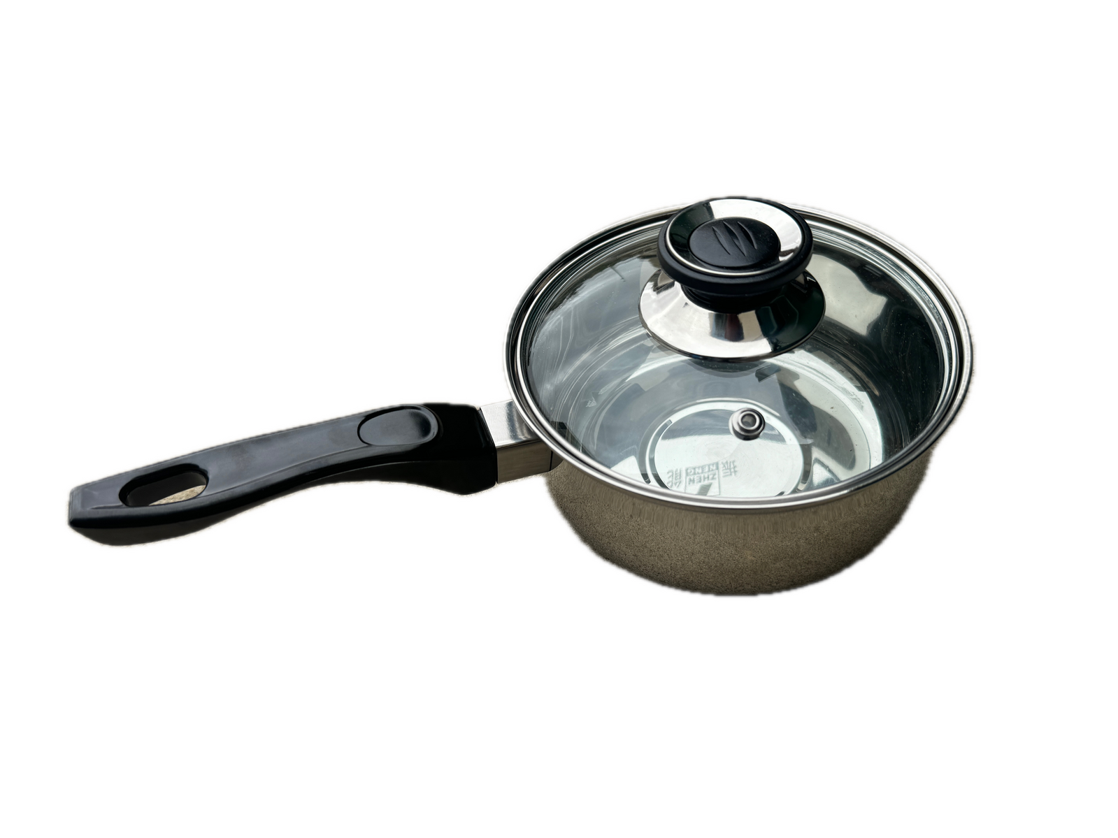 14cm Stainless Steel Milk Pot with Glass Lid – Coffee Warmer with Handle - SuperSaverAU - view 1