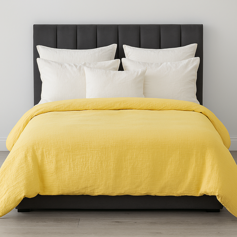 Premium Cotton Muslin Quilt Cover Set – Yellow King