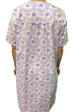Premium Women's Lilac 100% Cotton Short Sleeve Nightie Size 14