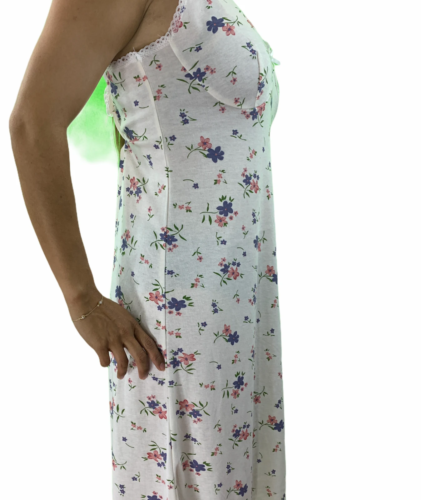 Premium Women's Pink Cotton Sleeveless Nightie with Lace Detail Size 12