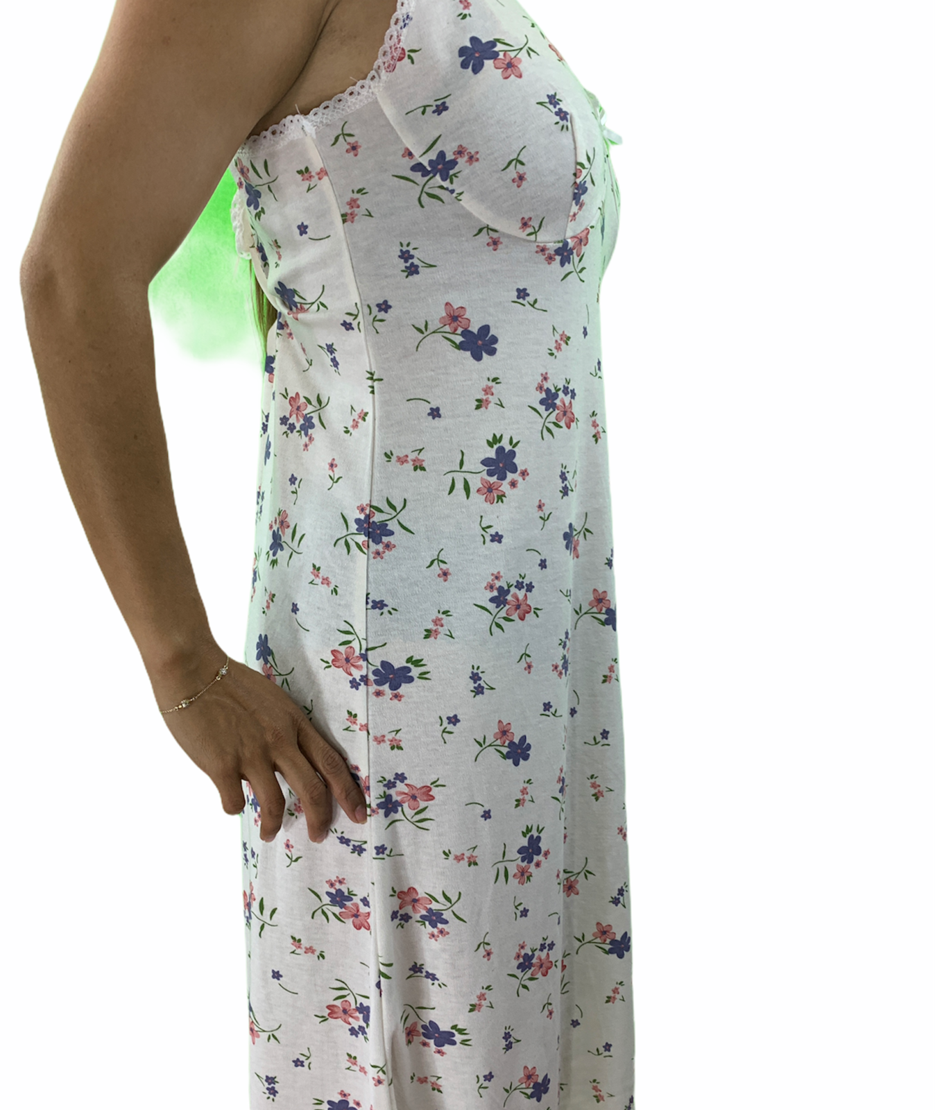 Premium Women's Pink Cotton Sleeveless Lace Nightie Size 16