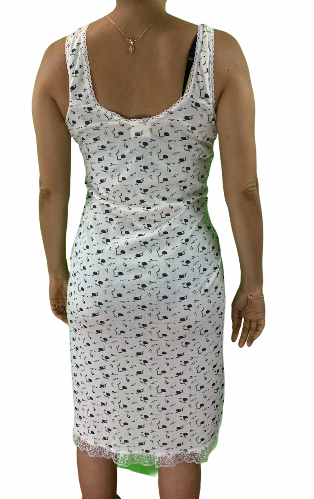 Premium Women's Purple Cotton Sleeveless Nightie with Lace Detail Size 12