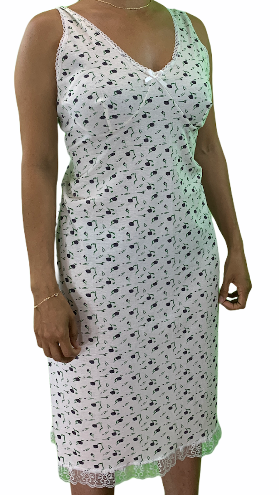Premium Women's Purple Cotton Sleeveless Nightie with Lace Detail Size 14
