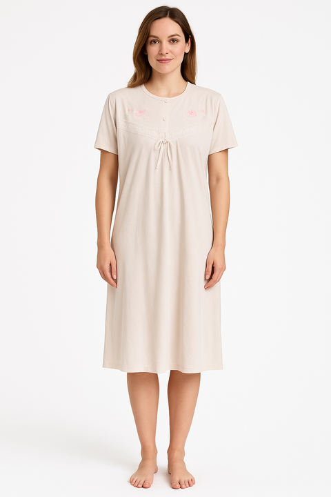 Premium Women's Pink Cotton Blend Short Sleeve Nightie Size 20