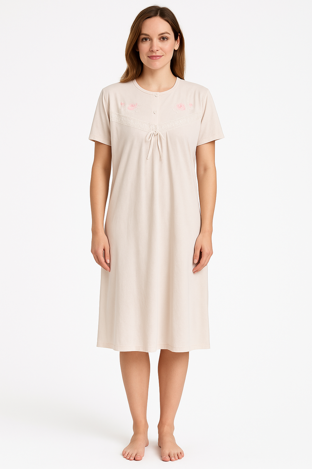 Premium Women's Pink Cotton Blend Short Sleeve Nightie Size 20