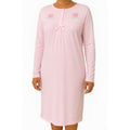Premium Women's Pink Cotton Long Sleeve Lace Nightie Size 20