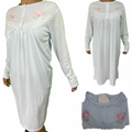 Premium Women's White Cotton Long Sleeve Lace Nightie Size 18