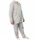 Premium Men's White Brown 100% Cotton Long Sleeve Pyjama Set XL