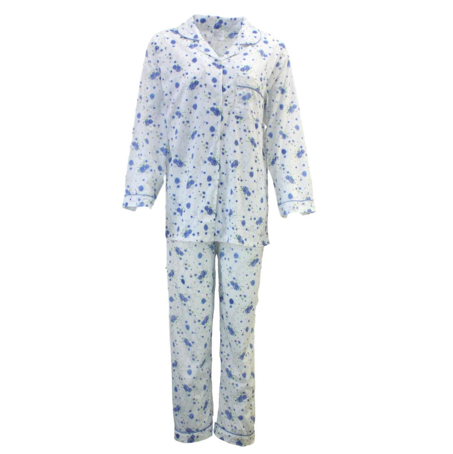 Womens PYJAMAS PJs Set Pajamas Ladies Cotton PJ Womens Long Sleeve Sleepwear - Blue - 20 - SuperSaverAU - view 1