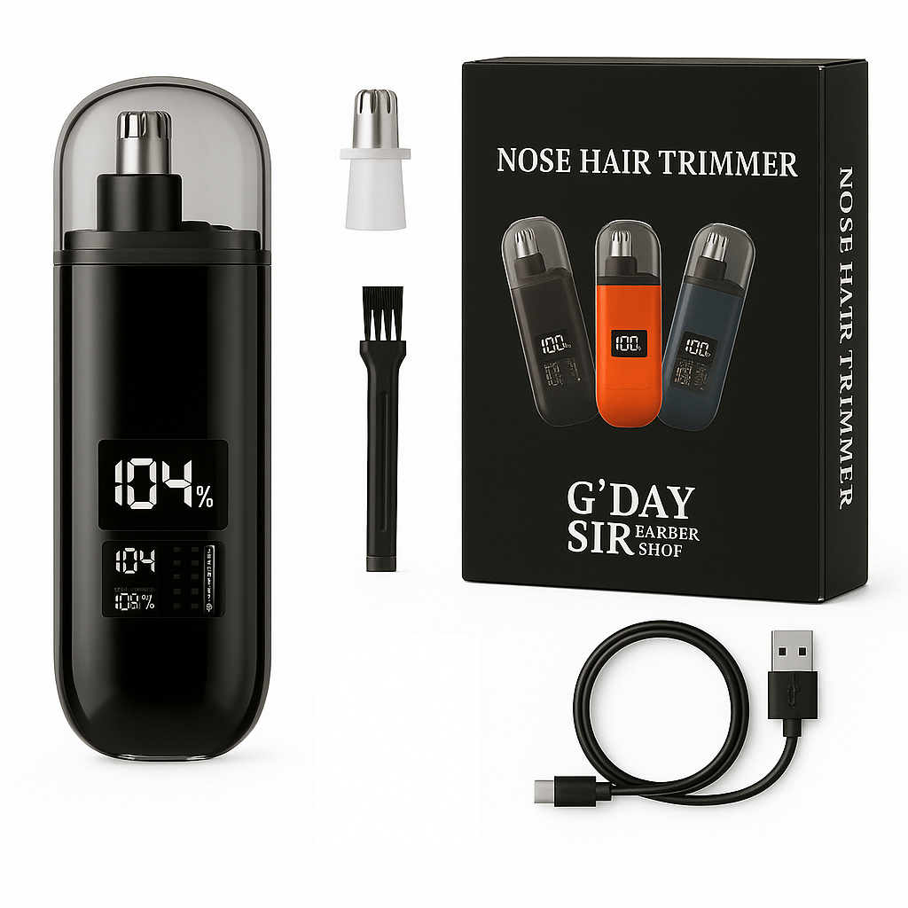 G'DAY SIR Black USB-C Rechargeable Nose Hair Trimmer with LCD Display