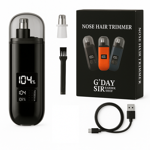 G'DAY SIR Black USB-C Rechargeable Nose Hair Trimmer with LCD Display