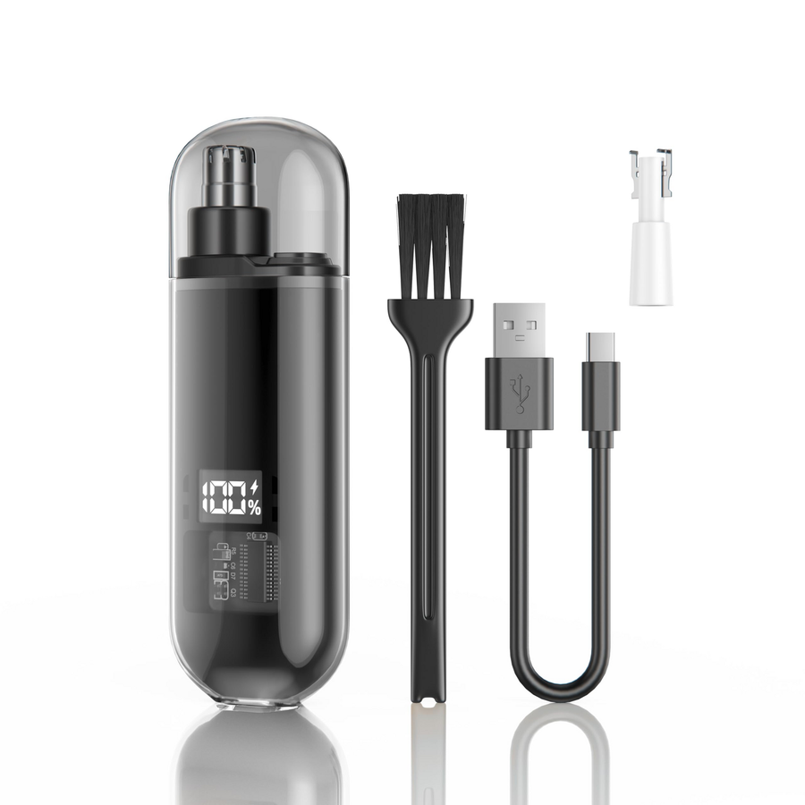 G'DAY SIR Black USB-C Rechargeable Nose Hair Trimmer with LCD Display