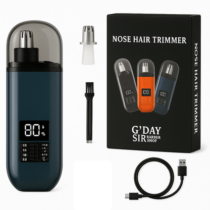 G'DAY SIR Rechargeable USB-C Nose Hair Trimmer, Waterproof, Quiet Motor, Blue/Teal