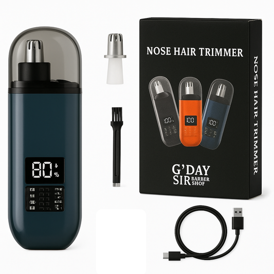 G'DAY SIR Rechargeable USB-C Nose Hair Trimmer, Waterproof, Quiet Motor, Blue/Teal