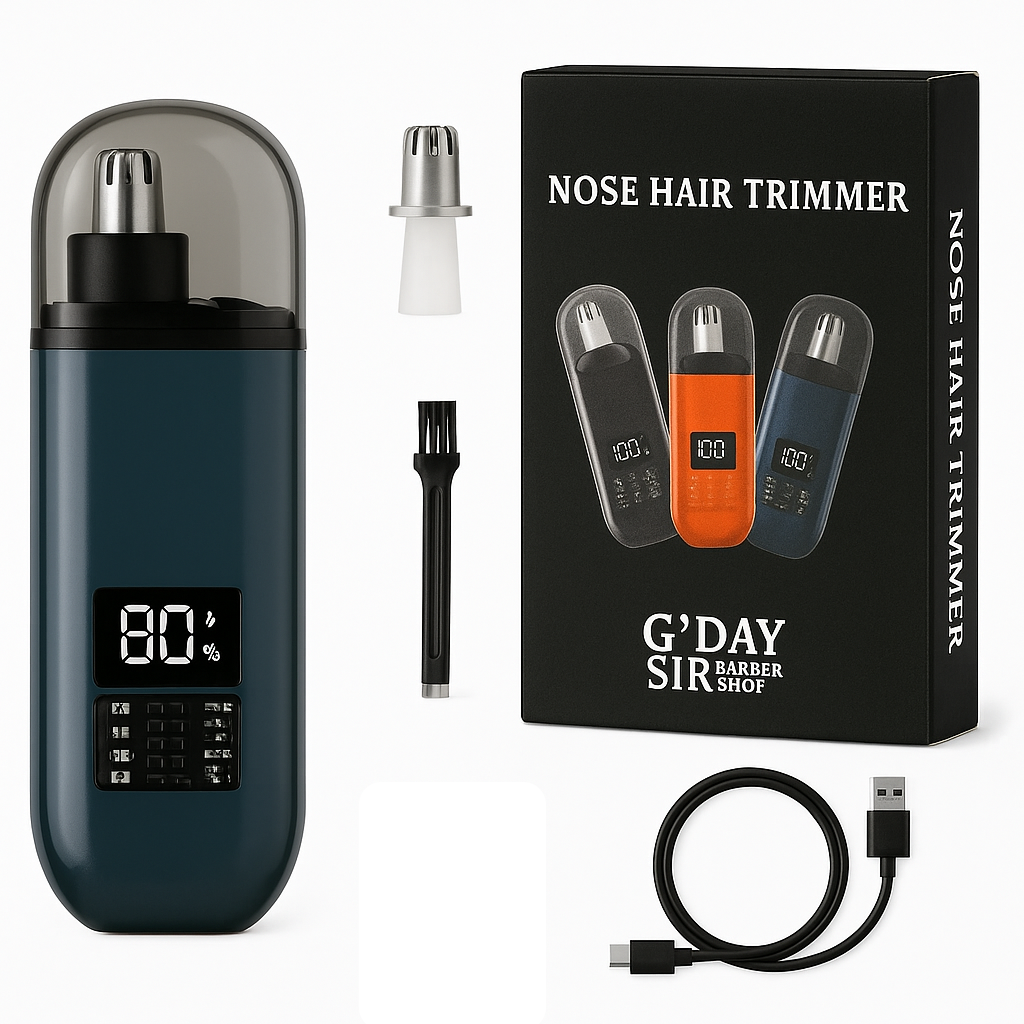 G'DAY SIR Rechargeable USB-C Nose Hair Trimmer, Waterproof, Quiet Motor, Blue/Teal