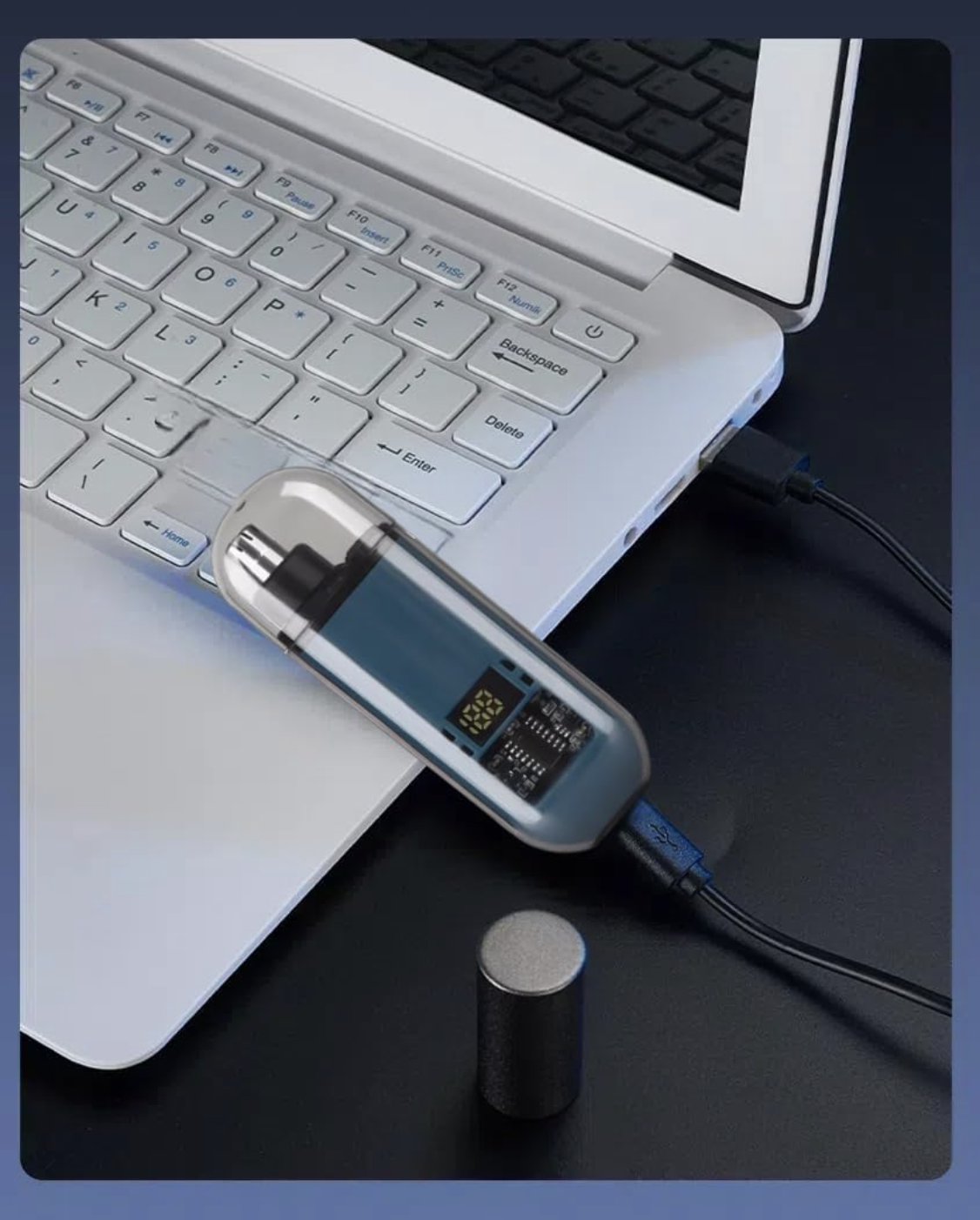 G'DAY SIR Rechargeable USB-C Nose Hair Trimmer, Waterproof, Quiet Motor, Blue/Teal