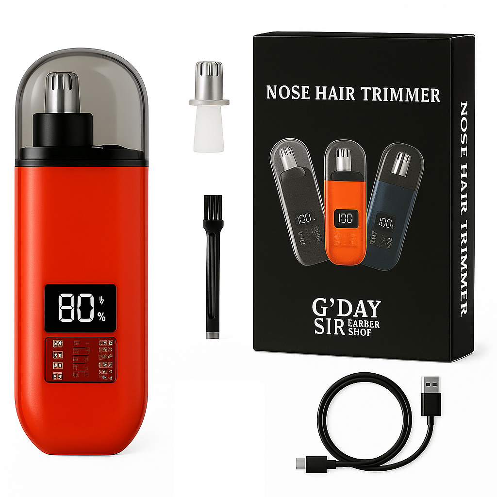 G'DAY SIR Red Orange USB-C Rechargeable Nose Hair Trimmer with LCD Display