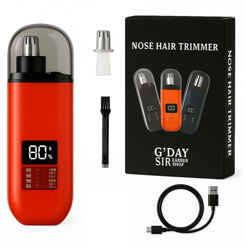 G'DAY SIR Red Orange USB-C Rechargeable Nose Hair Trimmer with LCD Display