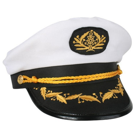 Captain Hat Adult Party Costume Skipper Sailor Ship Captain Cap - White/Black - SuperSaverAU - view 2