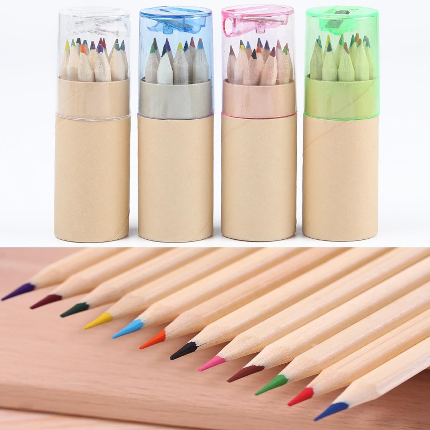 Premium Mini Colour Pencils with Sharpener Caps - 18 Piece