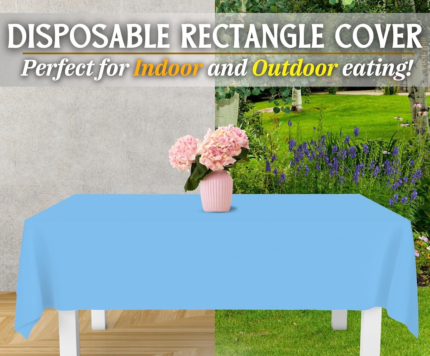 Sky Blue Rectangular Party Tablecloth 137cm x 274cm Reusable & Washable - SuperSaverAU - view 4