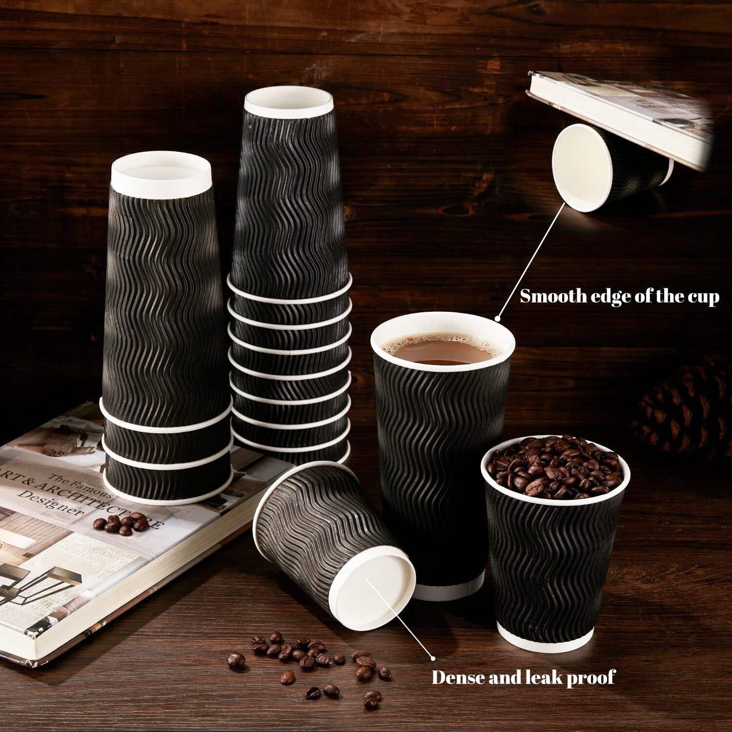 500 Triple Wall Paper Coffee Cups 8oz Takeaway Take Away Wax Free Bulk - SuperSaverAU - view 1