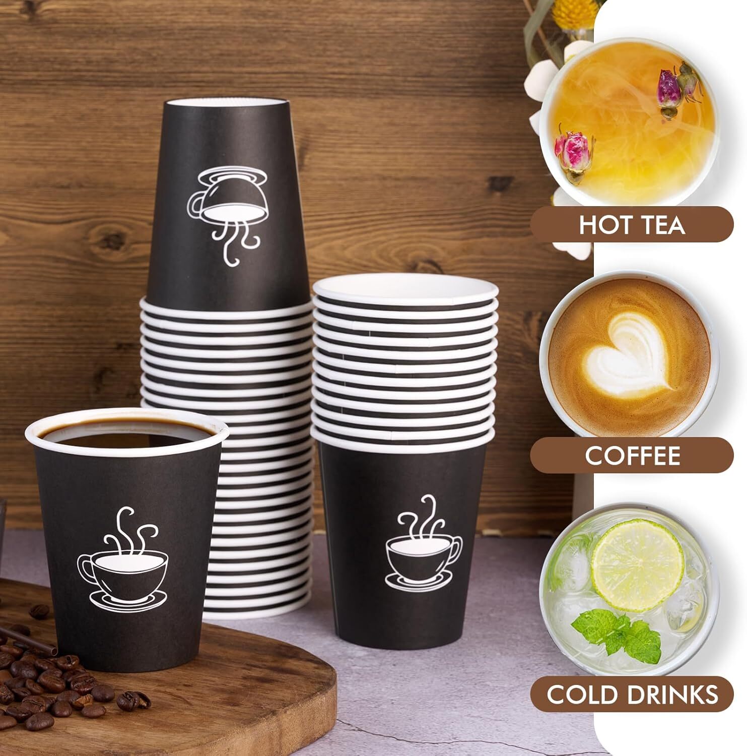 540x Disposable Coffee Cups with Lids 8oz Strong Takeaway Paper Take Away Bulk - SuperSaverAU - view 3