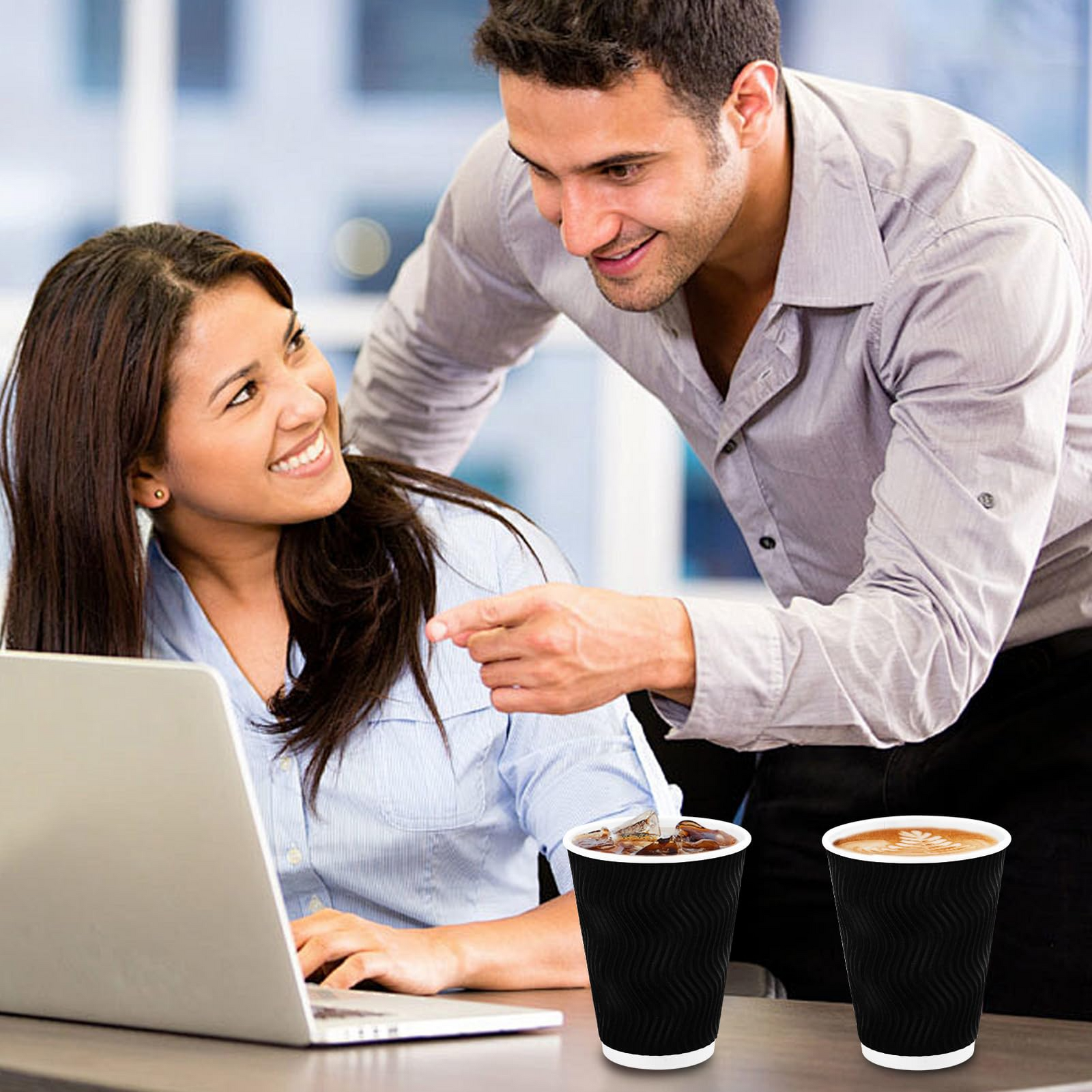 500x Triple Wall Coffee Cups (12oz) Disposable Takeaway BPA Free Paper Bulk in Black - SuperSaverAU - view 3