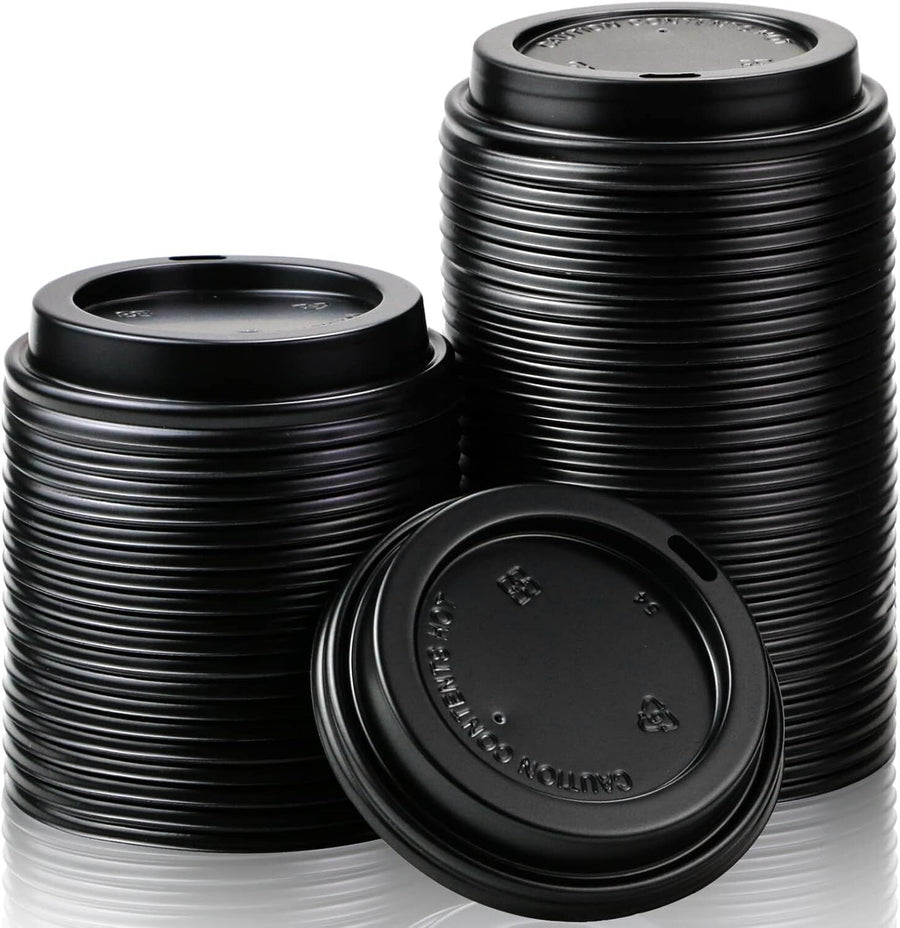 1000x 90mm Plastic Coffee Cup Lids for 12oz / 16oz Cups Dome Style - Black - SuperSaverAU - view 1