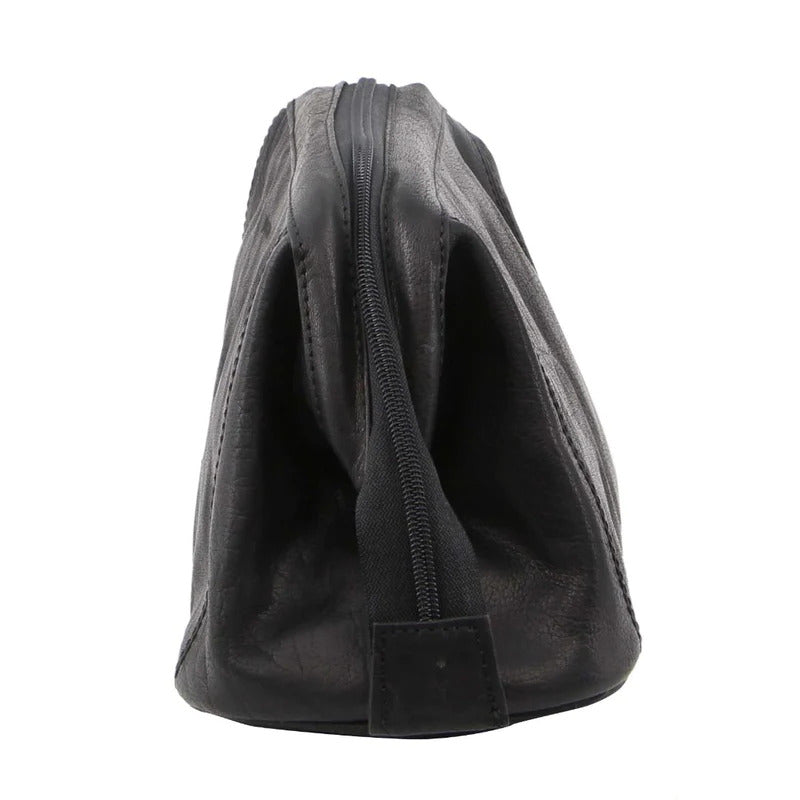 Pierre Cardin Rustic Leather Toiletry Case Bag Travel - Black 28 x 13 x 16 cm - SuperSaverAU - view 4