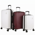 Pierre Cardin x Milleni 3 Piece Hardshell Luggage Set - Burgundy/White