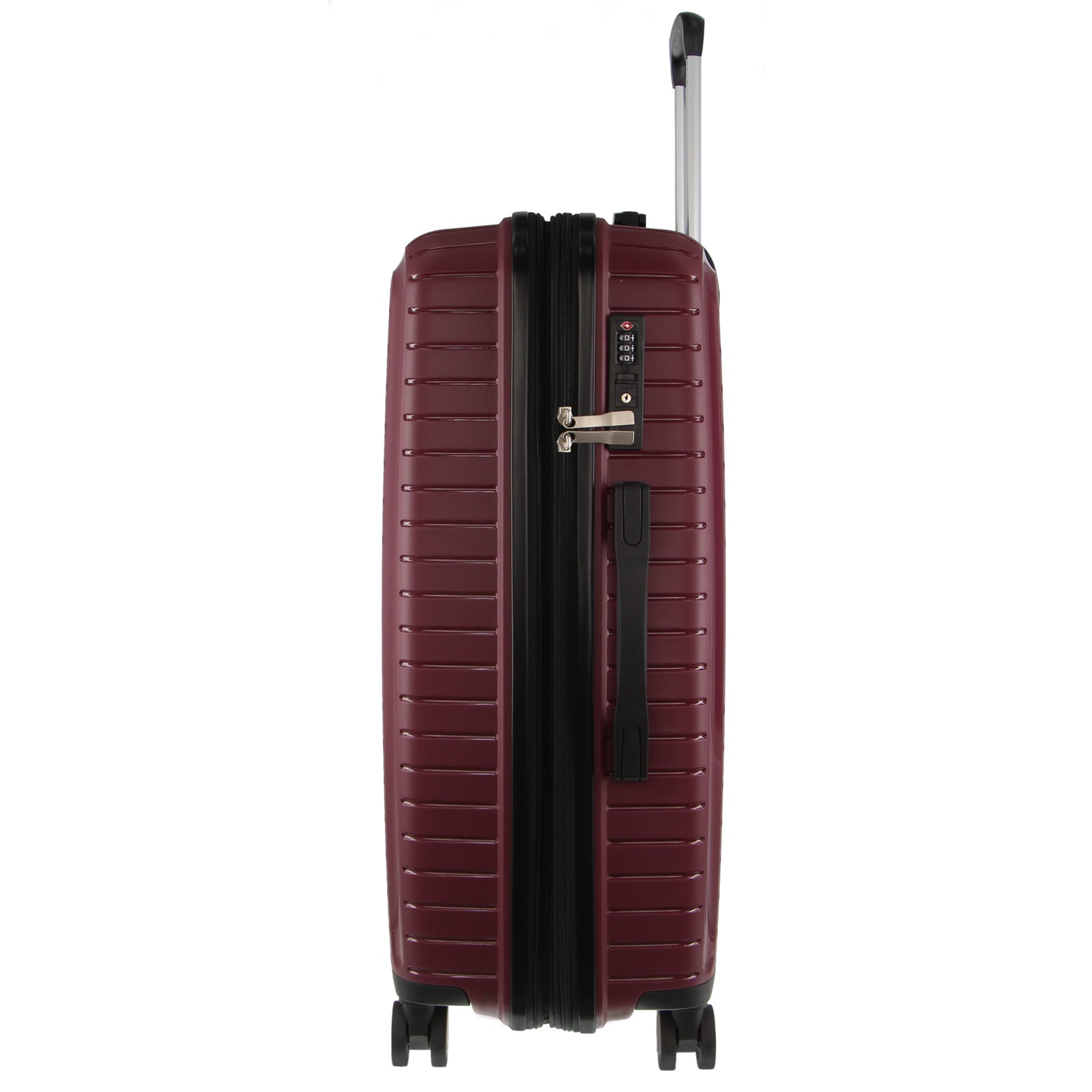 Pierre Cardin Medium Hard-Shell Checked Suitcase with TSA Lock - Burgundy 65cm, 89L