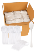 1200x Reusable & Disposable Plastic Spoons BPA Free Bulk Cutlery in White - SuperSaverAU - view 1