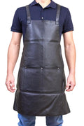 Pierre Cardin Professional Leather Apron with 2 Front Pockets - Black