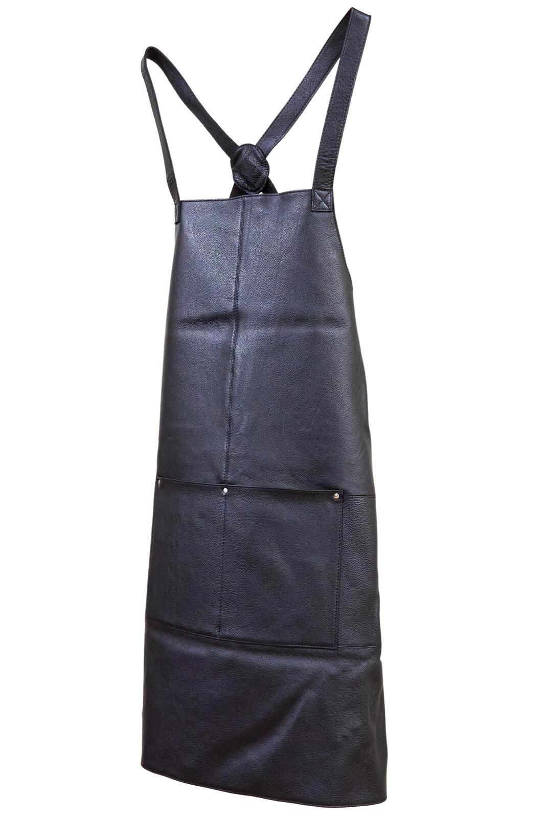 Pierre Cardin Professional Leather Apron with 2 Front Pockets - Black