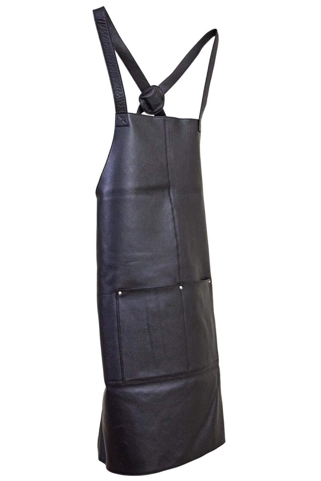 Pierre Cardin Professional Leather Apron with 2 Front Pockets - Black