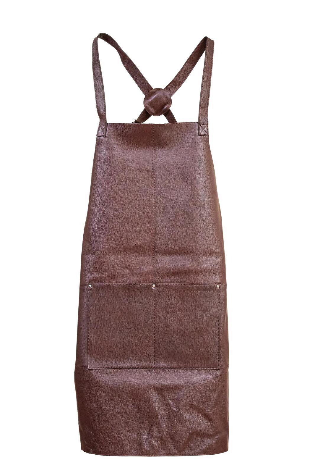 Pierre Cardin Professional Leather Apron with 2 Front Pockets - Brown