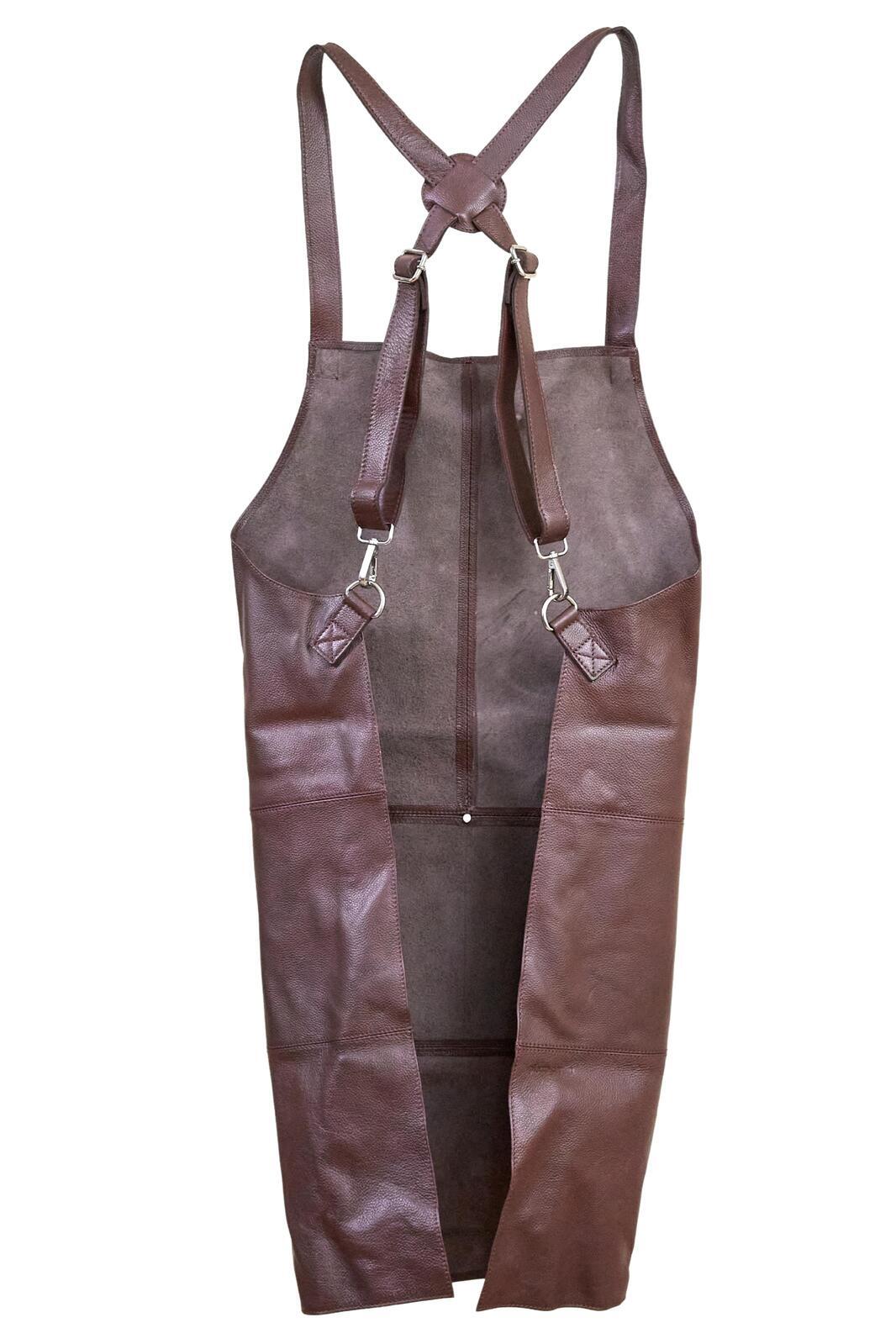 Pierre Cardin Professional Leather Apron with 2 Front Pockets - Brown