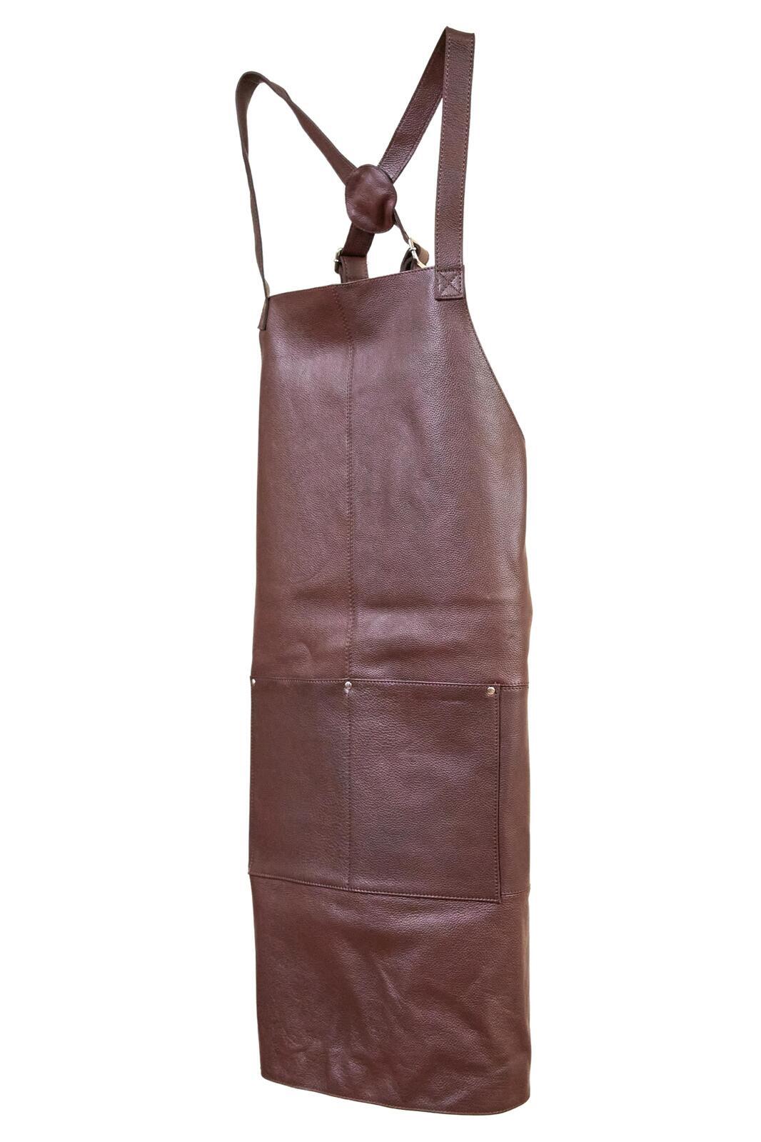 Pierre Cardin Professional Leather Apron with 2 Front Pockets - Brown