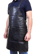 Pierre Cardin Professional Leather Apron with 2 Front Pockets - Black