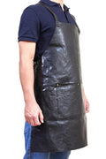 Pierre Cardin Professional Leather Apron with 2 Front Pockets - Black
