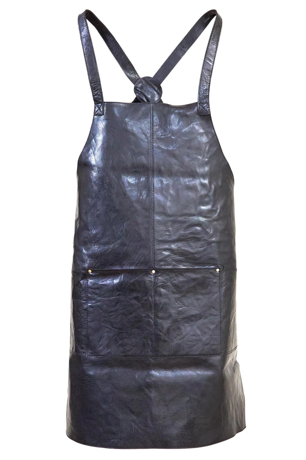 Pierre Cardin Professional Leather Apron with 2 Front Pockets - Black