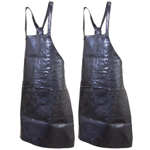 Pierre Cardin Professional Leather Apron with 2 Front Pockets - Black, 2 Pack